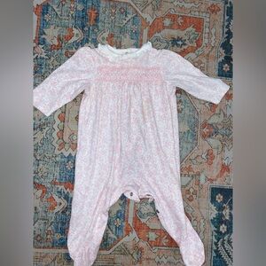 Little Me smocked Pink Floral Romper size 9 months